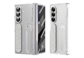 Lunso Samsung Galaxy Z Fold 7 backcover hoes met Kickstand & Polsband - Transparant