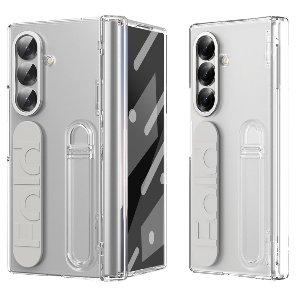 Samsung Galaxy Z Fold 7 Backcover hoes met Kickstand, Grip Ring en Comfortabele Polsband - Transparant