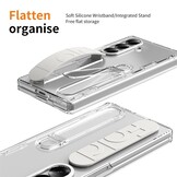 Samsung Galaxy Z Fold 7 Backcover hoes met Kickstand, Grip Ring en Comfortabele Polsband - Transparant
