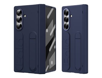 Lunso Samsung Galaxy Z Fold 7 backcover hoes met Kickstand & Polsband - Donkerblauw