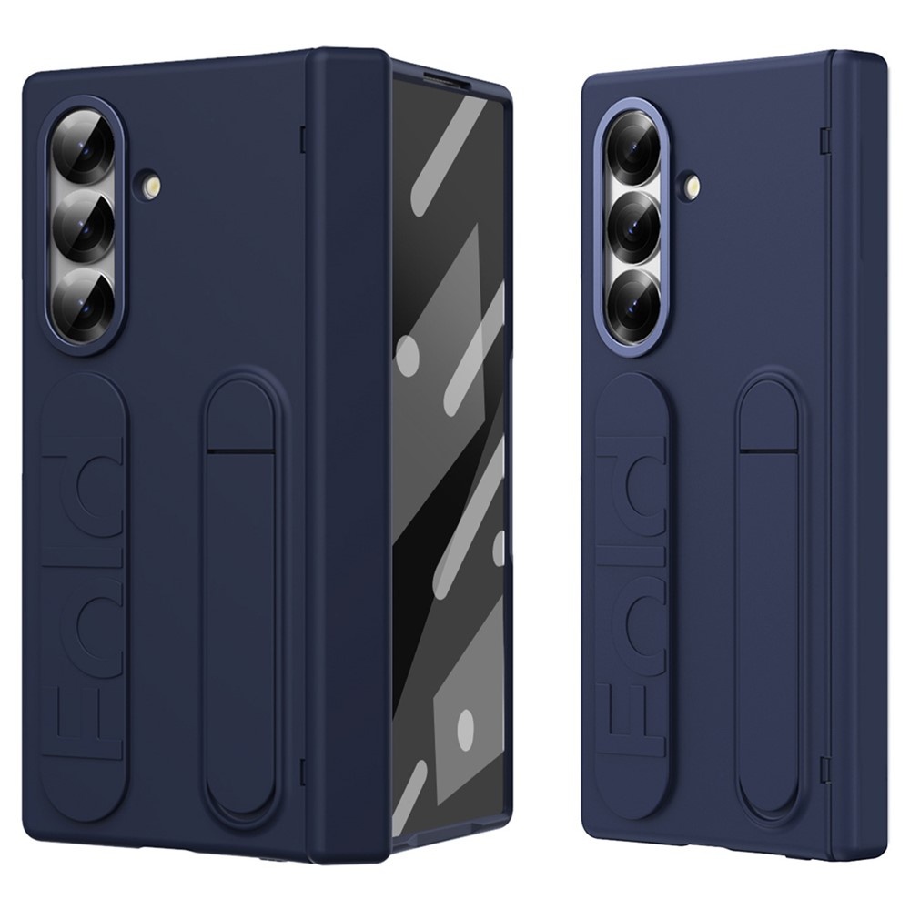 Lunso Samsung Galaxy Z Fold 7 backcover hoes met Kickstand & Polsband - Donkerblauw