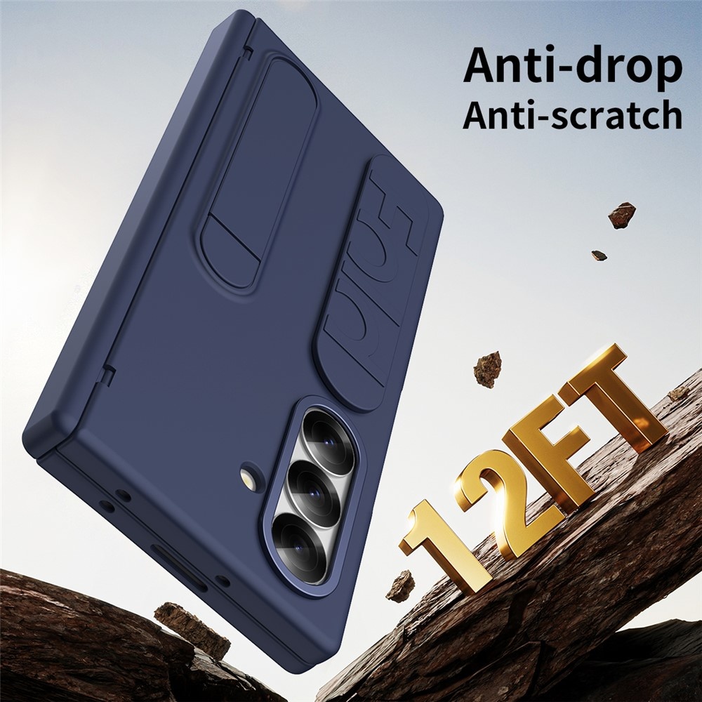 Samsung Galaxy Z Fold 7 Backcover hoes met Kickstand, Grip Ring en Comfortabele Polsband - Donkerblauw