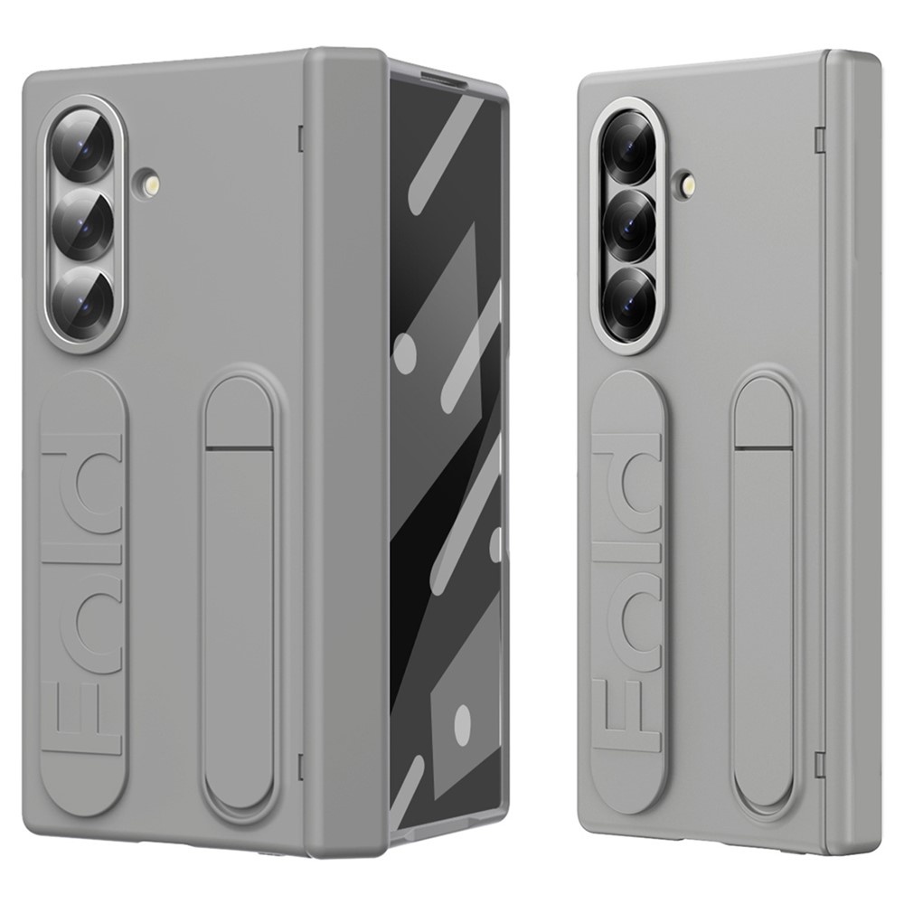 Lunso Samsung Galaxy Z Fold 7 backcover hoes met Kickstand & Polsband - Grijs