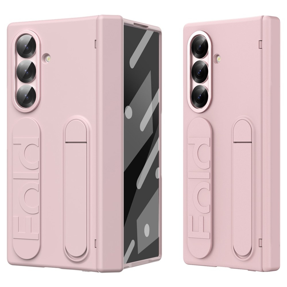 Samsung Galaxy Z Fold 7 Backcover hoes met Kickstand, Grip Ring en Comfortabele Polsband - Roze