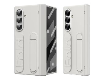 Lunso Samsung Galaxy Z Fold 7 backcover hoes met Kickstand & Polsband - Beige