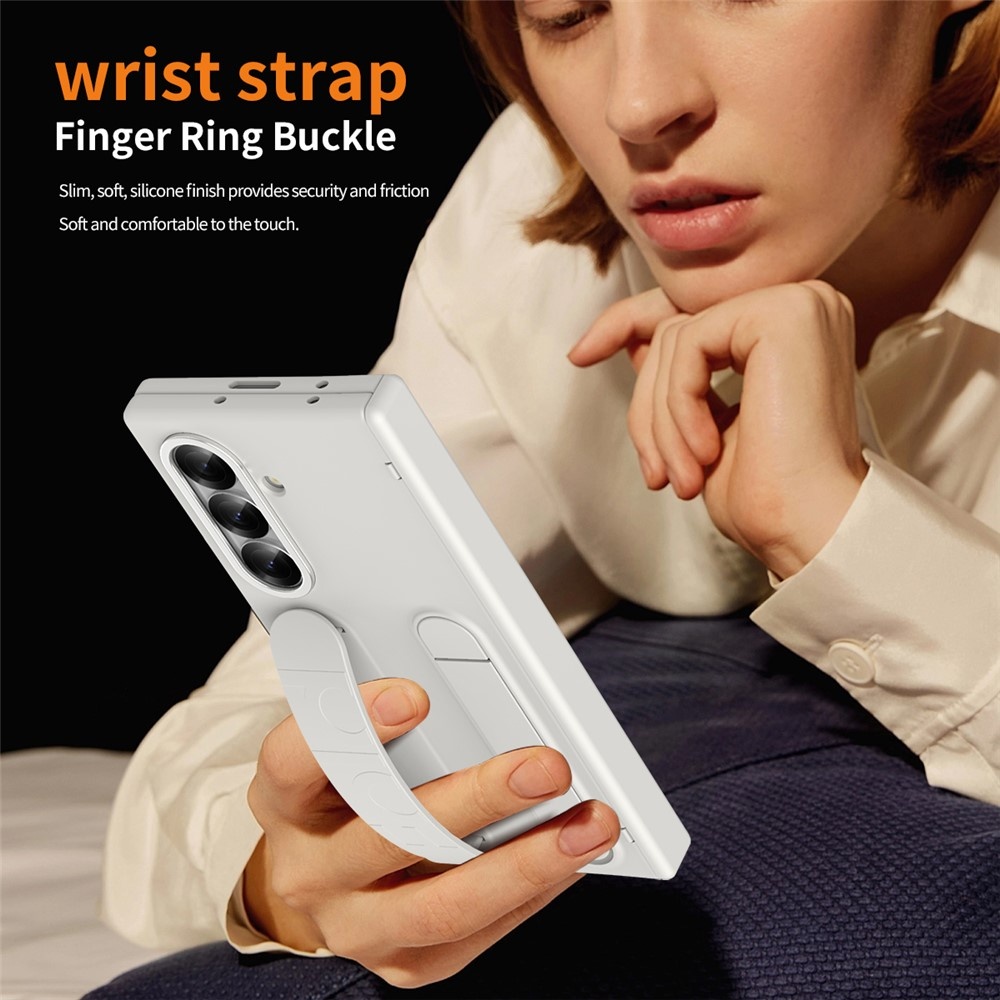 Samsung Galaxy Z Fold 7 Backcover hoes met Kickstand, Grip Ring en Comfortabele Polsband - Beige