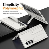 Samsung Galaxy Z Fold 7 Backcover hoes met Kickstand, Grip Ring en Comfortabele Polsband - Beige