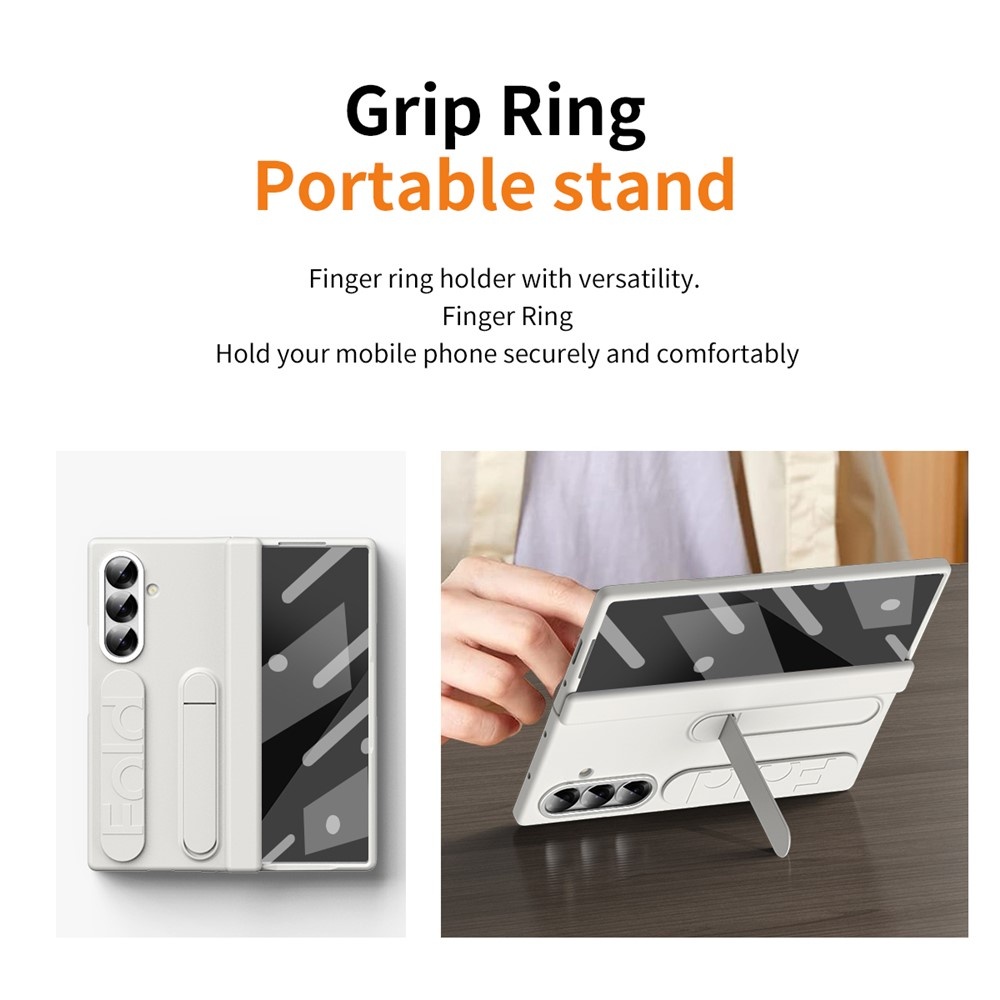 Samsung Galaxy Z Fold 7 Backcover hoes met Kickstand, Grip Ring en Comfortabele Polsband - Beige