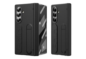 Lunso Samsung Galaxy Z Fold 7 backcover hoes met Kickstand & Polsband - Zwart