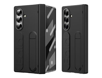 Lunso Samsung Galaxy Z Fold 7 backcover hoes met Kickstand & Polsband - Zwart