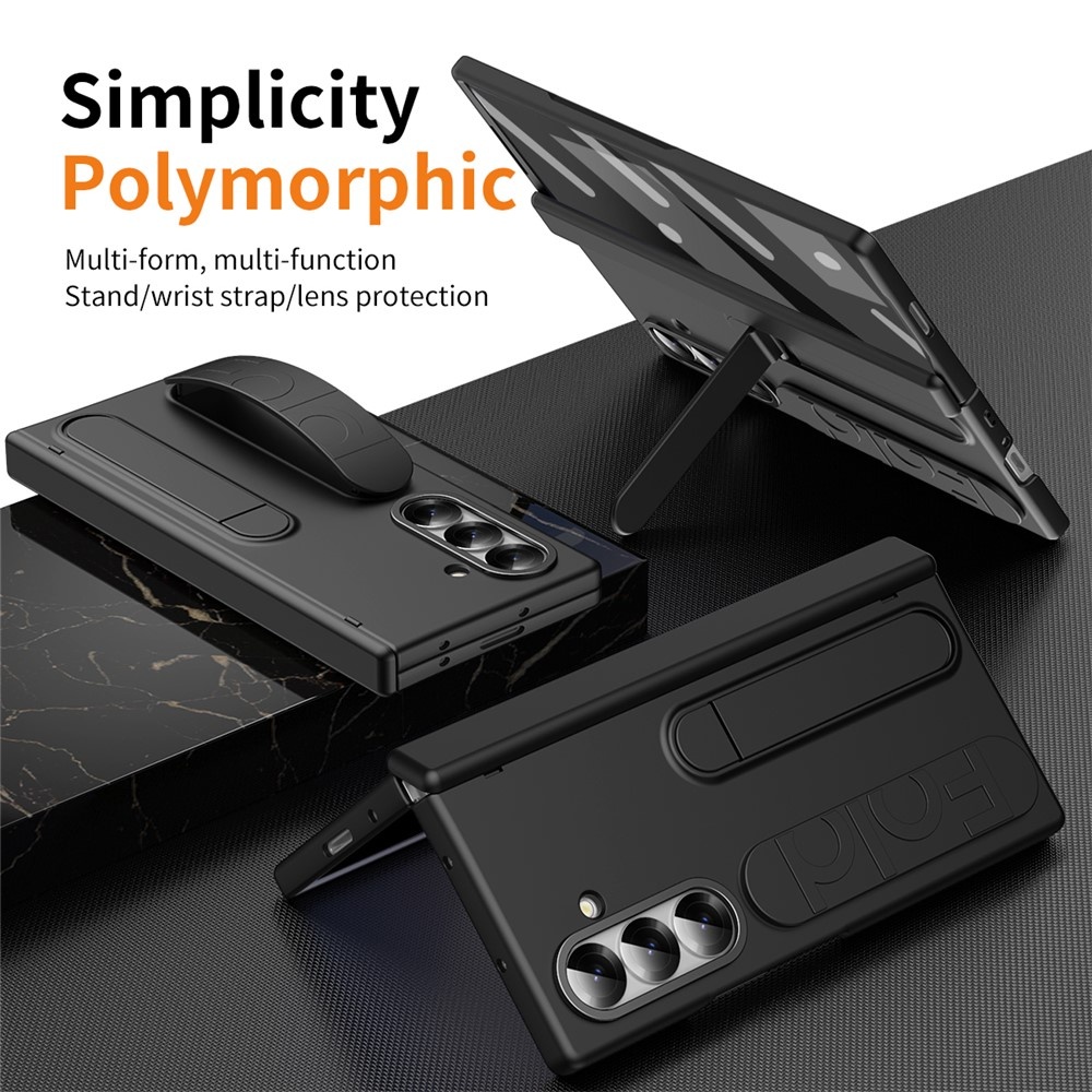 Samsung Galaxy Z Fold 7 Backcover hoes met Kickstand, Grip Ring en Comfortabele Polsband - Zwart
