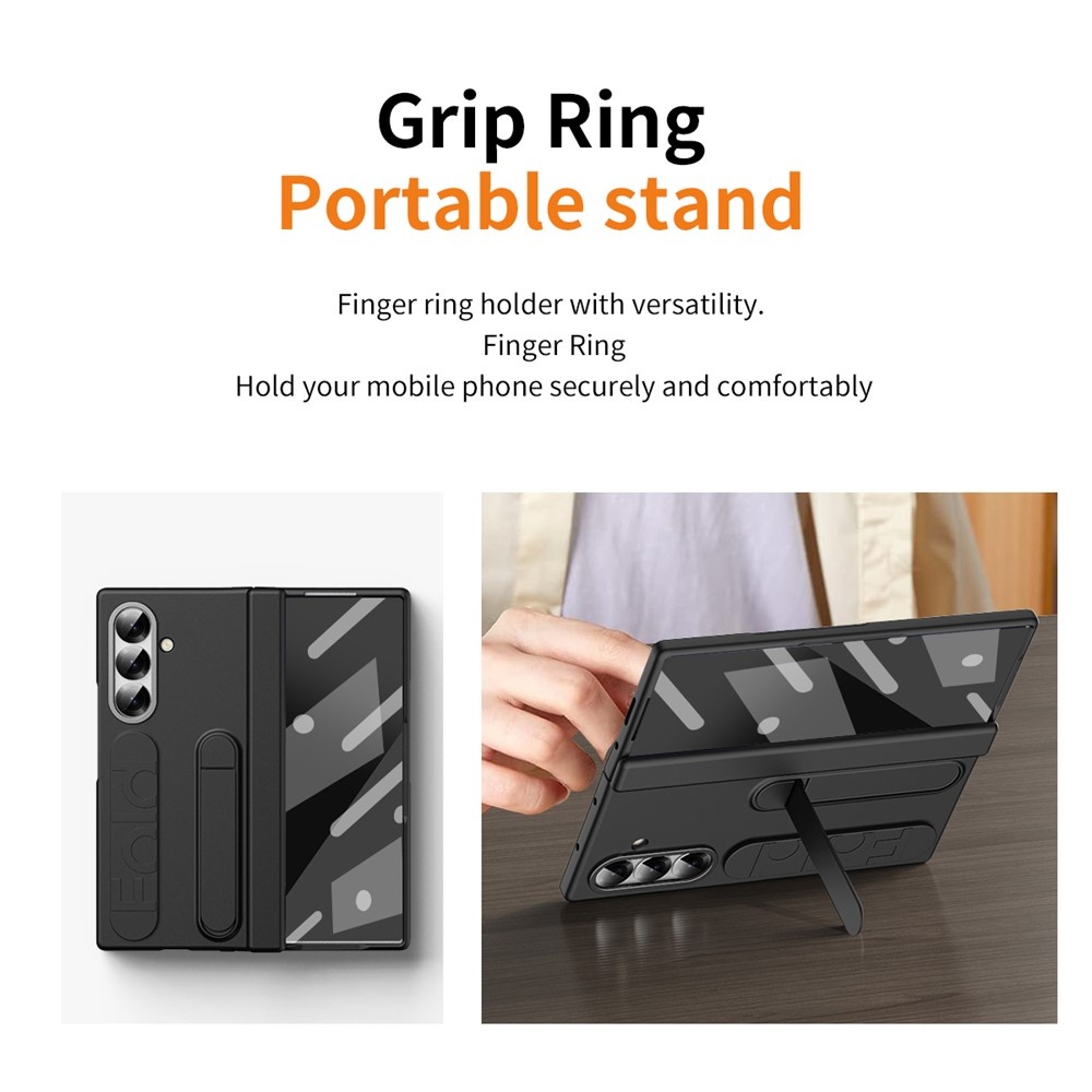 Samsung Galaxy Z Fold 7 Backcover hoes met Kickstand, Grip Ring en Comfortabele Polsband - Zwart