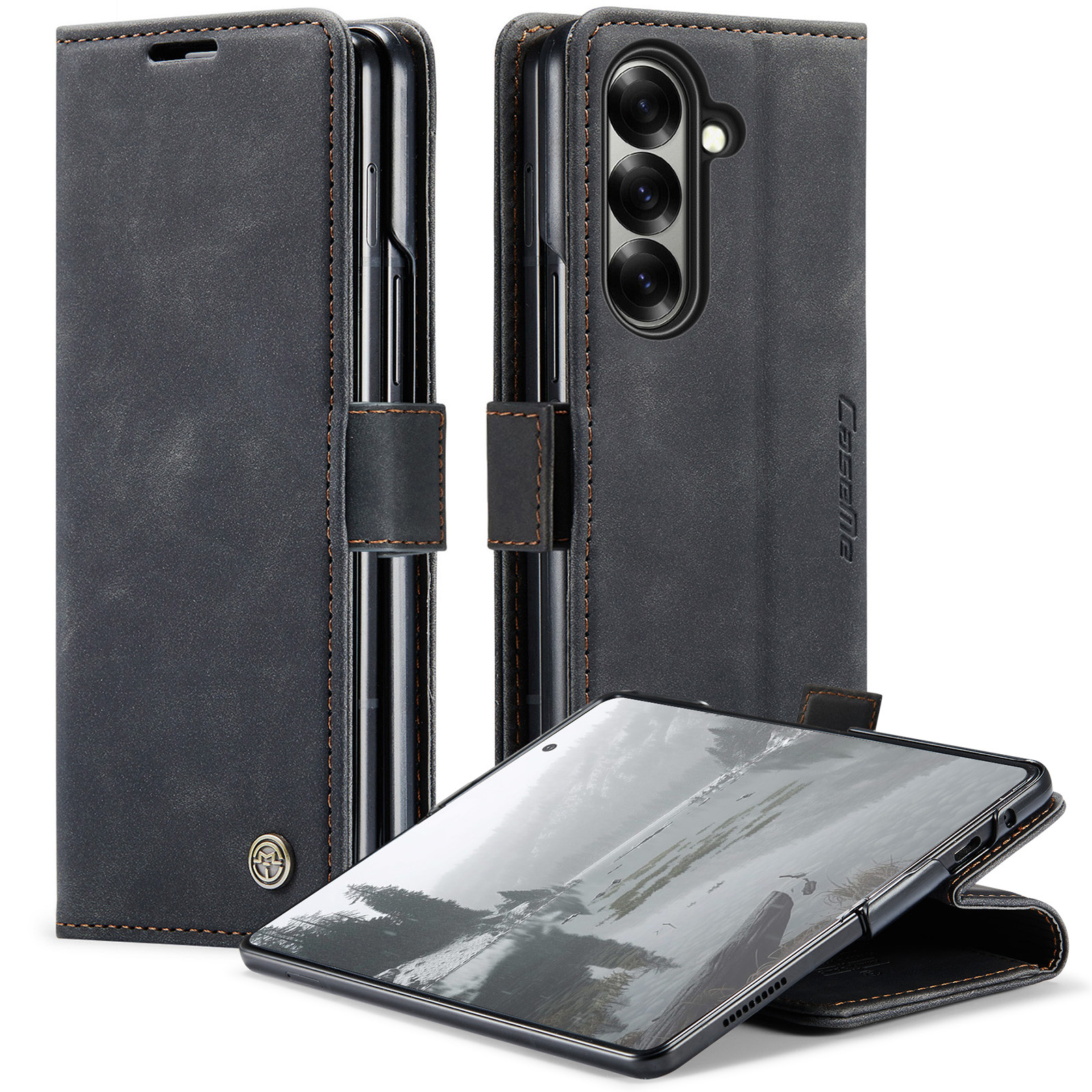 Samsung Galaxy Z Fold 7 bookcase stand hoes - Zwart