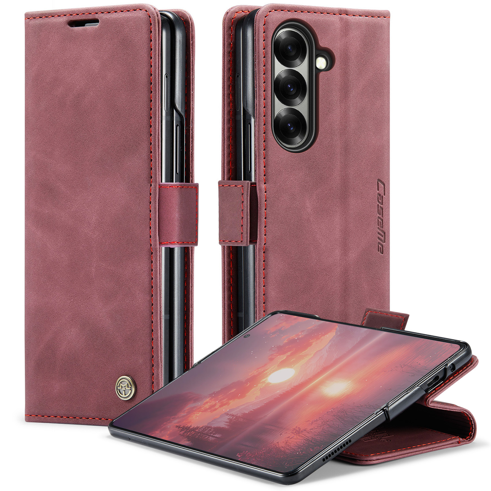 Caseme Samsung Galaxy Z Fold 7 bookcase stand hoes - Rood