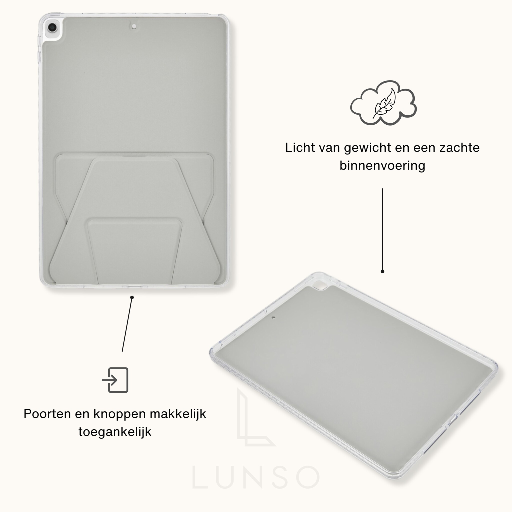 Stevige en slanke back cover hoesje Grijs voor iPad 11 inch (2025) A16 met standfunctie