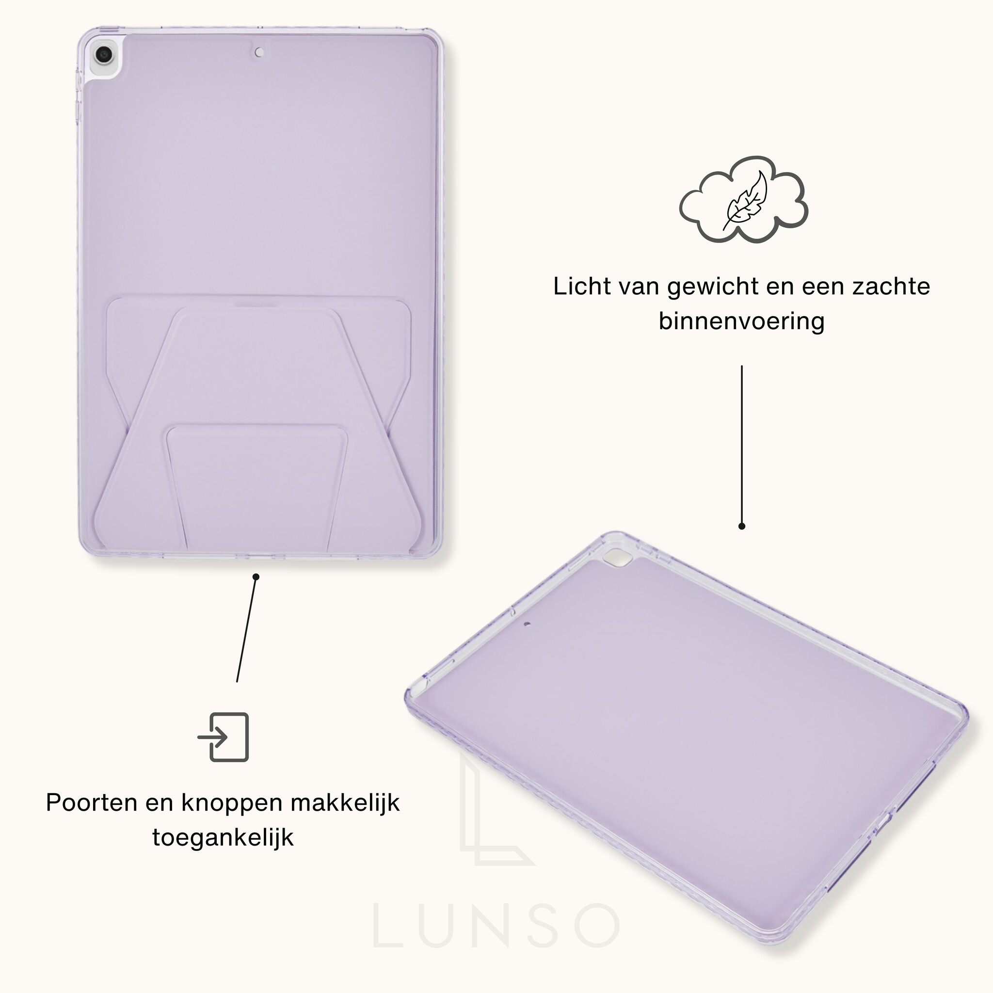 Stevige en slanke back cover hoesje Paars voor iPad 11 inch (2025) A16 met standfunctie