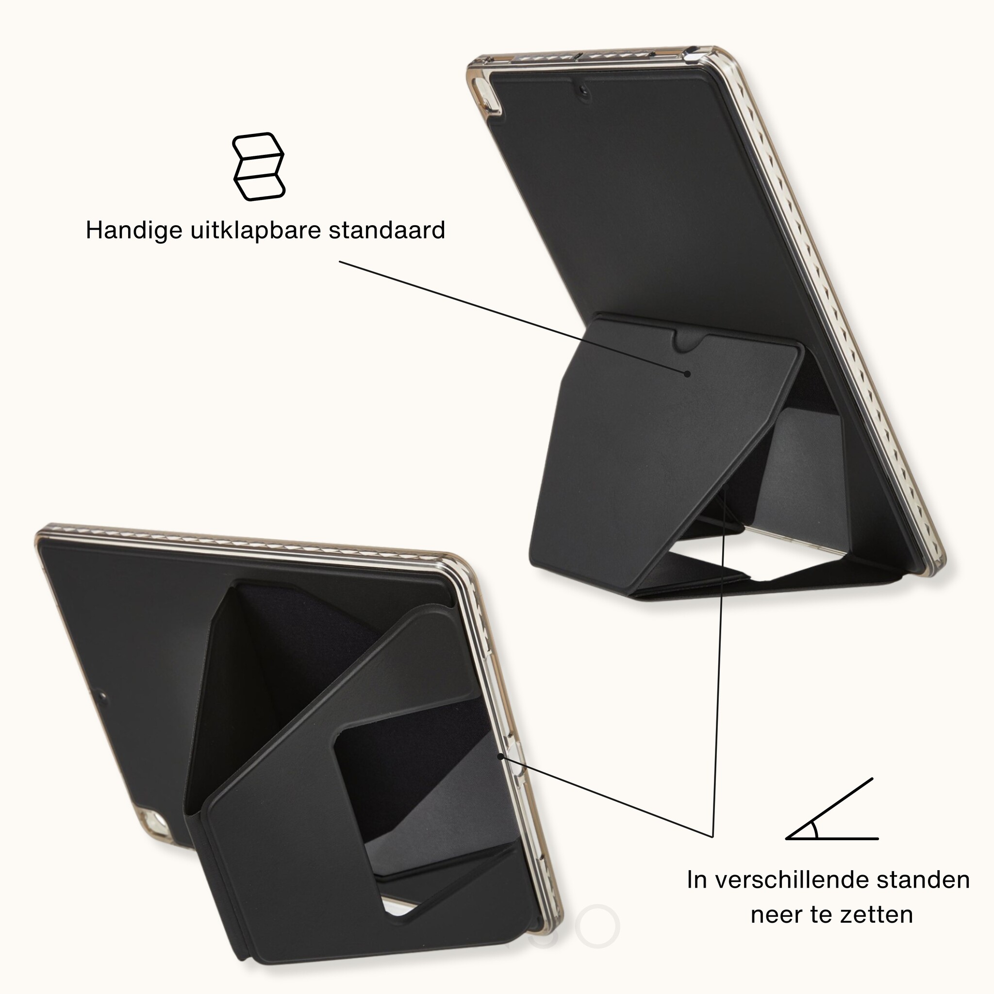 Stevige en slanke back cover hoesje Zwart voor iPad 11 inch (2025) A16 met standfunctie