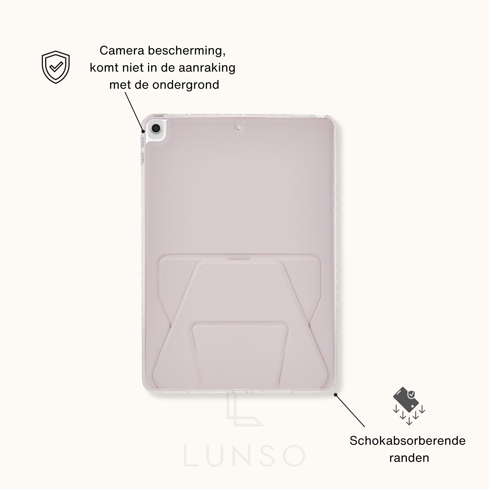 Stevige en slanke back cover hoesje Lichtroze voor iPad 11 inch (2025) A16 met standfunctie