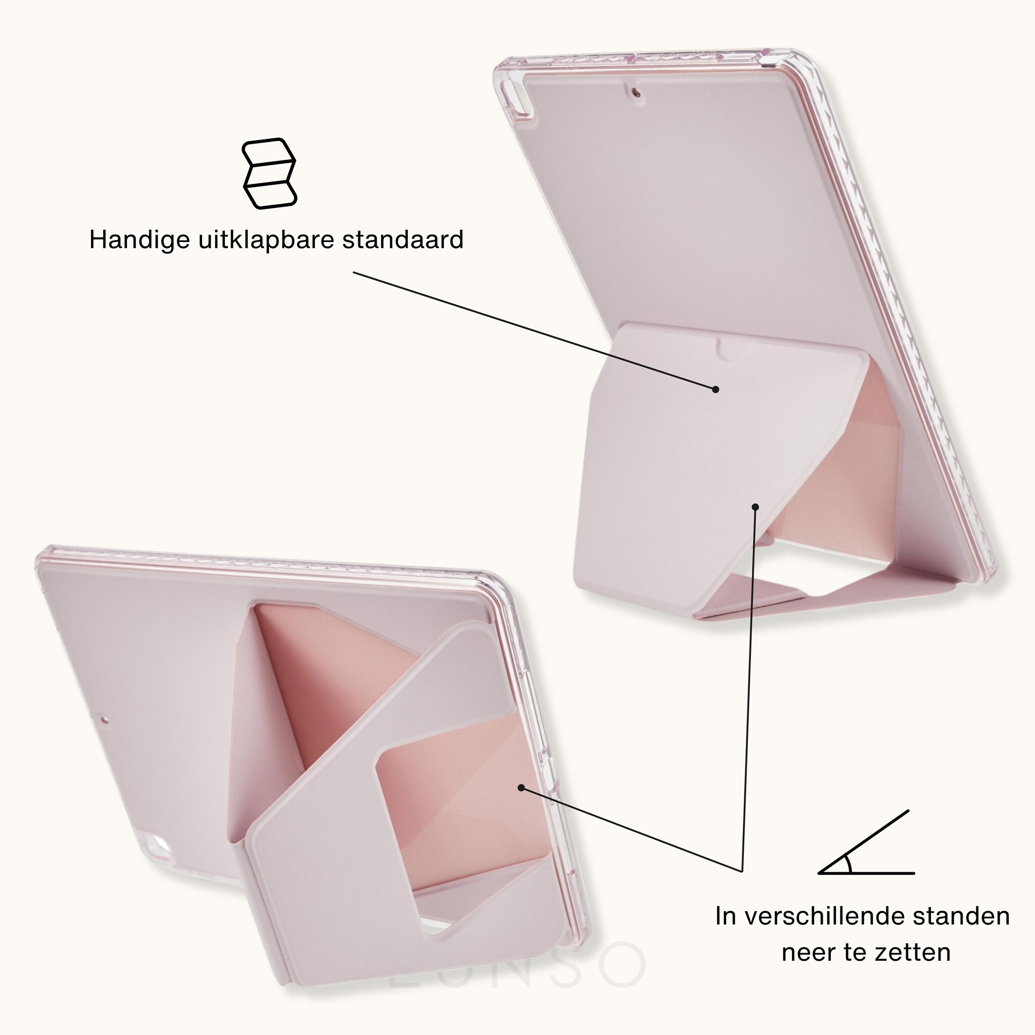 Stevige en slanke back cover hoesje Lichtroze voor iPad 11 inch (2025) A16 met standfunctie