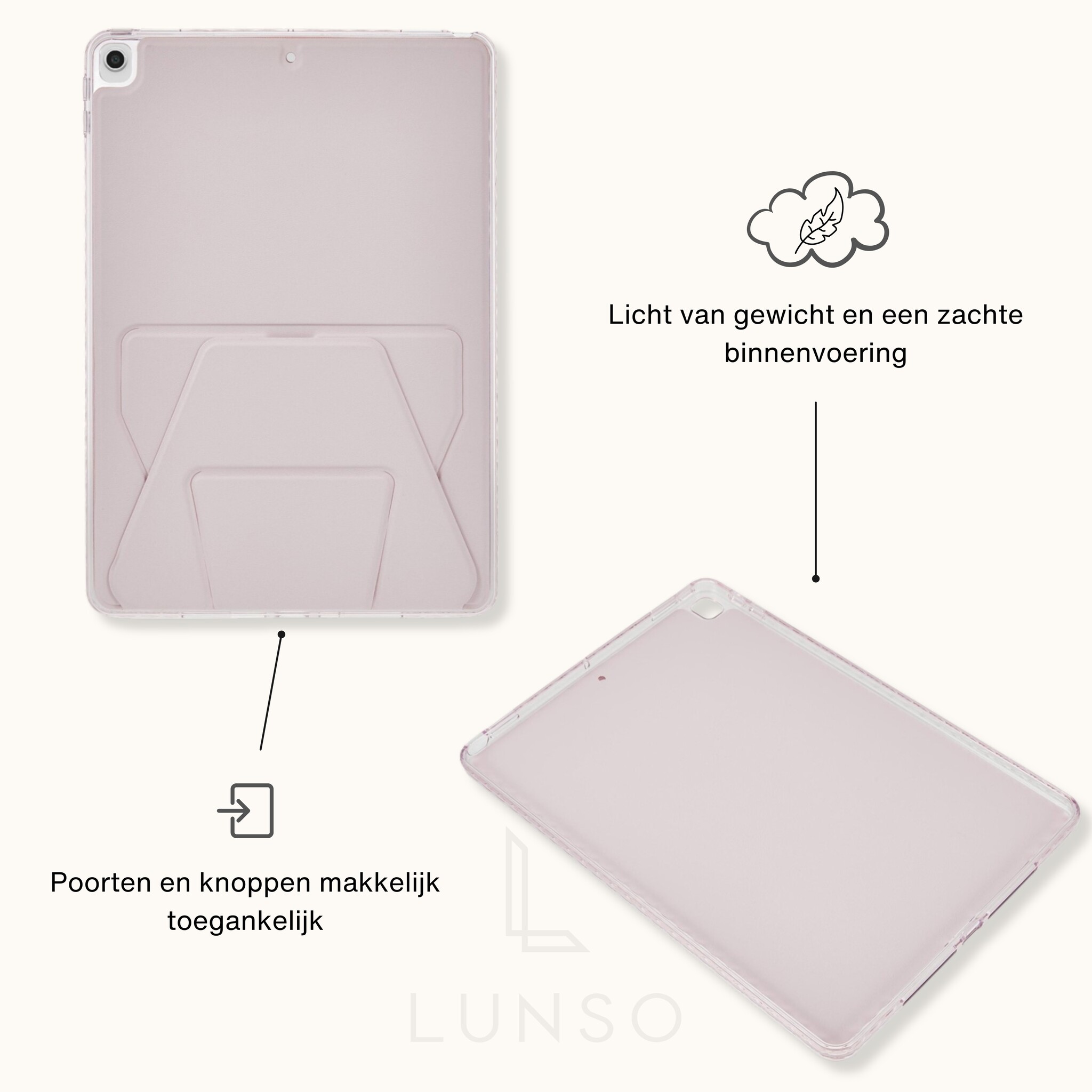 Stevige en slanke back cover hoesje Lichtroze voor iPad 11 inch (2025) A16 met standfunctie