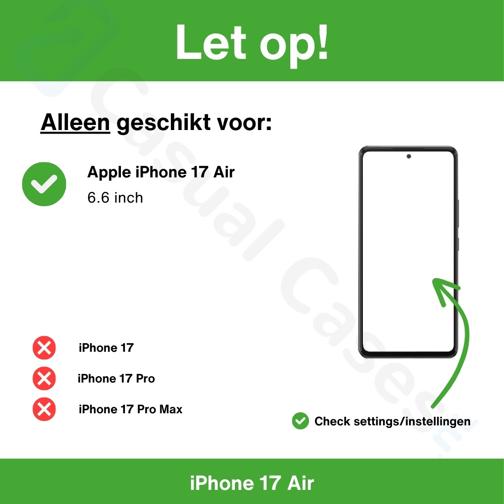iPhone 17 Air Telefoonhoes met koord + kaarthouder - Zwart
