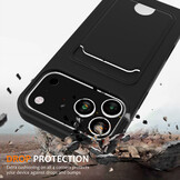 iPhone 18 Pro / iPhone 17 Pro Telefoonhoes met koord + kaarthouder - Zwart