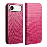 iPhone 17 leren bookcase hoesje - Croco Roze