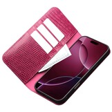 iPhone 17 leren bookcase hoesje - Croco Roze