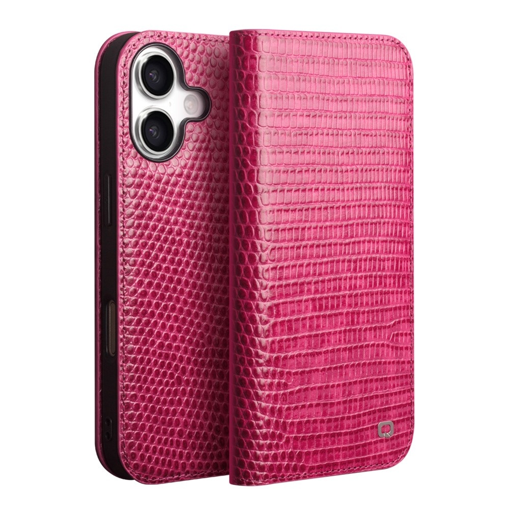iPhone 17 leren bookcase hoesje - Croco Roze