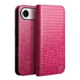 iPhone 17 Air leren bookcase hoesje - Croco Roze