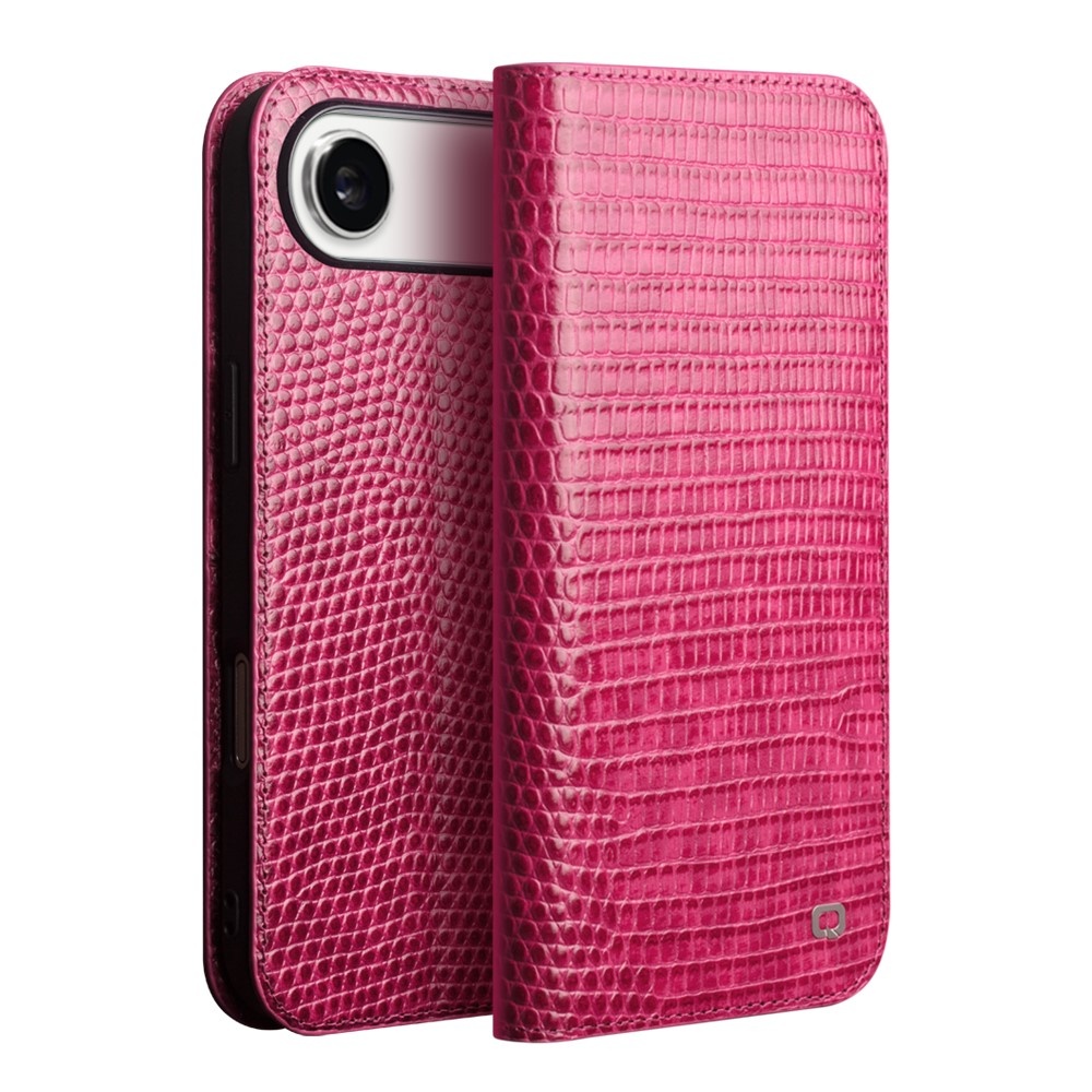 iPhone 17 Air leren bookcase hoesje - Croco Roze