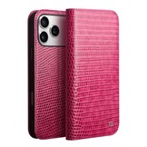 iPhone 17 Pro leren bookcase hoesje - Croco Roze