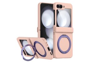 Lunso Samsung Galaxy Z Flip 7 backcover hoesje met MagSafe-ring - Lichtroze