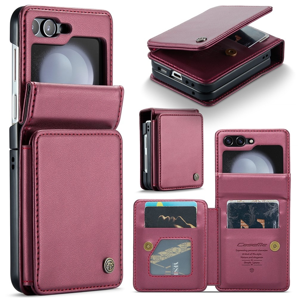 CaseMe Samsung Galaxy Z Flip 7 FE / Z Flip6 PU Leren Backcover hoesje met kaarthouder - Rood