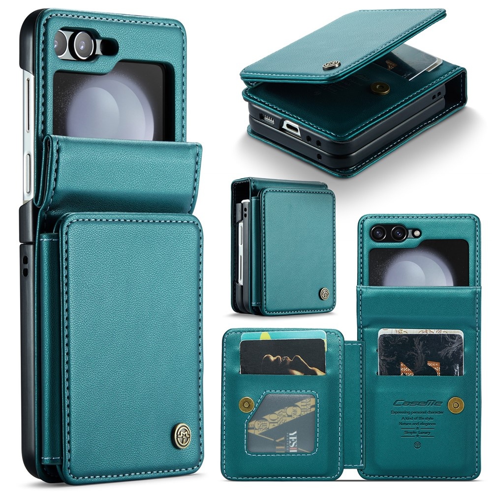 CaseMe Samsung Galaxy Z Flip 7 FE / Z Flip6 PU Leren Backcover hoesje met kaarthouder - Turquoise