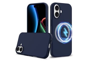 Lunso iPhone 17 hoesje - Flexibel siliconen Backcover met MagSafe - Donkerblauw