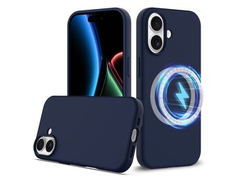 Lunso iPhone 17 hoesje - Flexibel siliconen Backcover met MagSafe - Donkerblauw