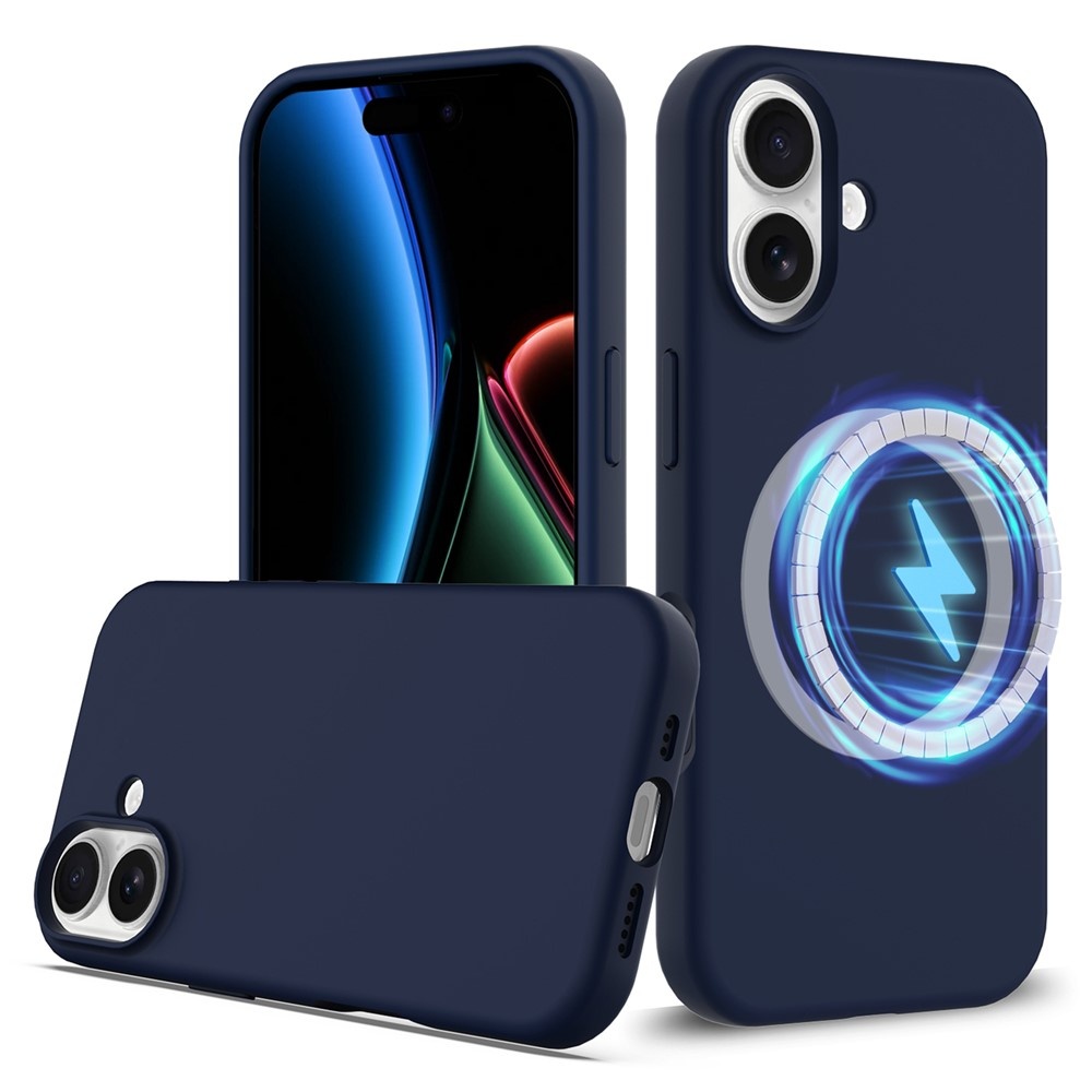 iPhone 17 Hoesje Flexibel siliconen Backcover met MagSafe ondersteuning - Donkerblauw