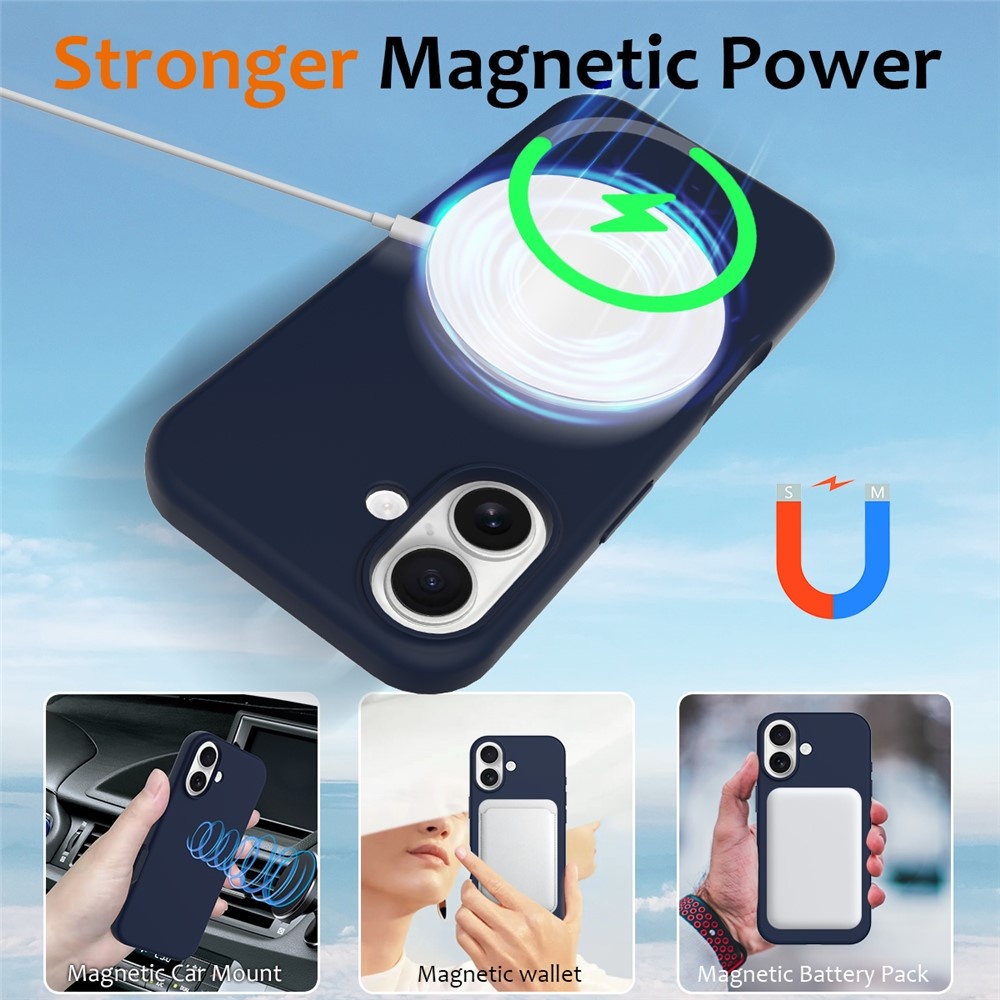 iPhone 17 Hoesje Flexibel siliconen Backcover met MagSafe ondersteuning - Donkerblauw