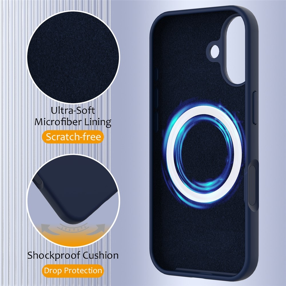 iPhone 17 Hoesje Flexibel siliconen Backcover met MagSafe ondersteuning - Donkerblauw