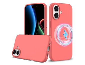 Lunso iPhone 17 hoesje - Flexibel siliconen Backcover met MagSafe - Roze
