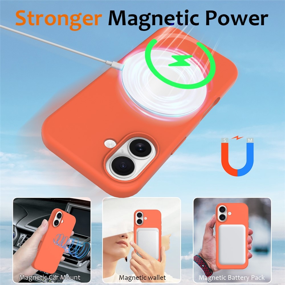 iPhone 17 Hoesje Flexibel siliconen Backcover met MagSafe ondersteuning - Oranje