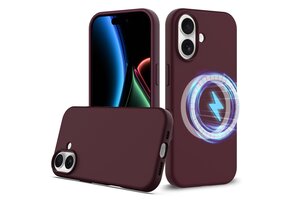 Lunso iPhone 17 hoesje - Flexibel siliconen Backcover met MagSafe - Bordeaux Rood