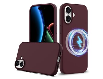 Lunso iPhone 17 hoesje - Flexibel siliconen Backcover met MagSafe - Bordeaux Rood