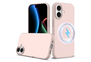 Lunso iPhone 17 hoesje - Flexibel siliconen Backcover met MagSafe - Lichtroze