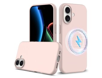Lunso iPhone 17 hoesje - Flexibel siliconen Backcover met MagSafe - Lichtroze