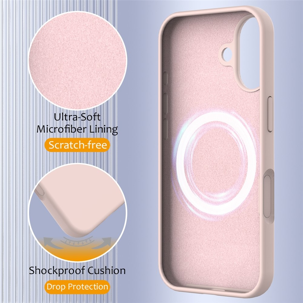 iPhone 17 Hoesje Flexibel siliconen Backcover met MagSafe ondersteuning - Lichtroze
