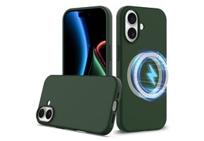 Lunso iPhone 17 hoesje - Flexibel siliconen Backcover met MagSafe - Groen