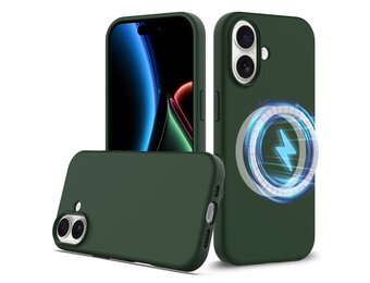 Lunso iPhone 17 hoesje - Flexibel siliconen Backcover met MagSafe - Groen