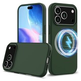 iPhone 17 Pro Max Hoesje Flexibel siliconen Backcover met MagSafe ondersteuning - Groen